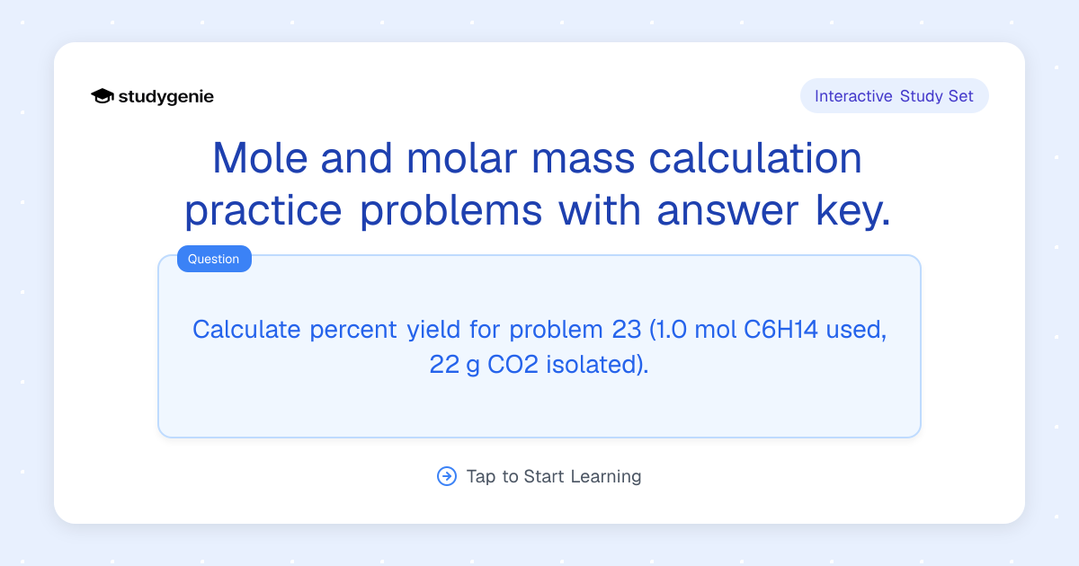 Mole and molar mass calculation practice problems with answer key ...