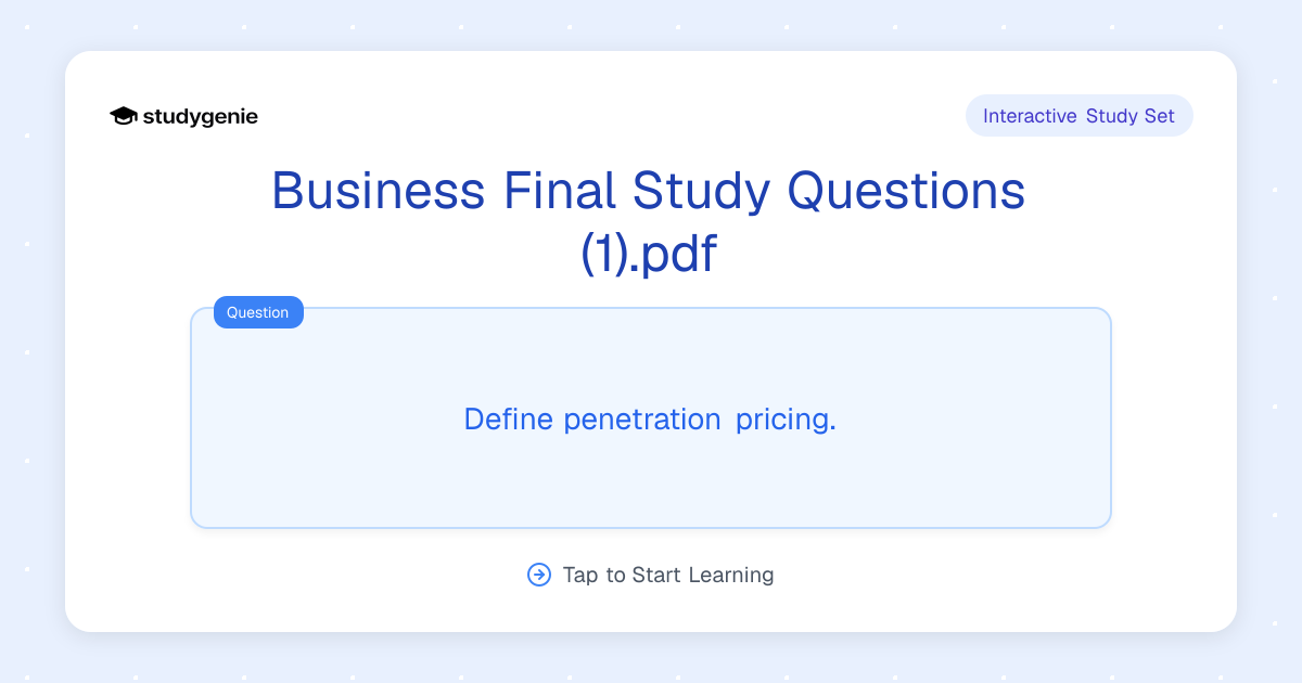 Business Final Study Questions (1).pdf Study Set | Studygenie