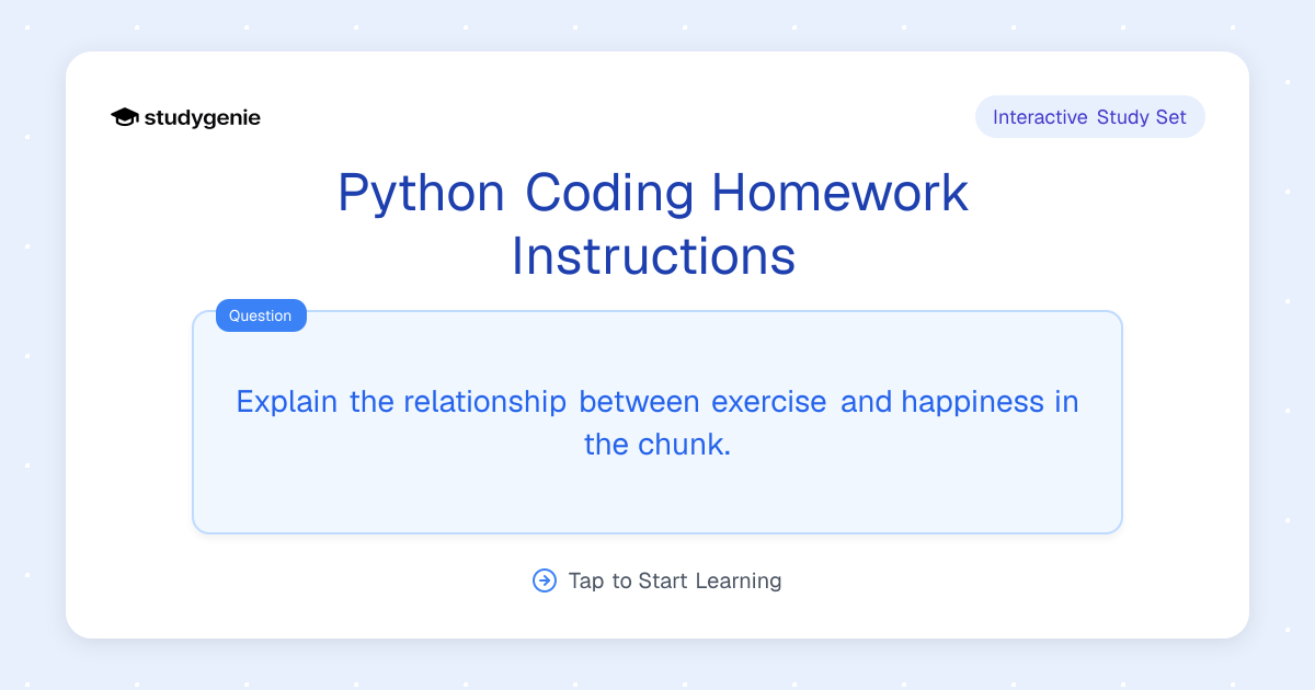 Python Coding Homework Instructions Study Set | Studygenie