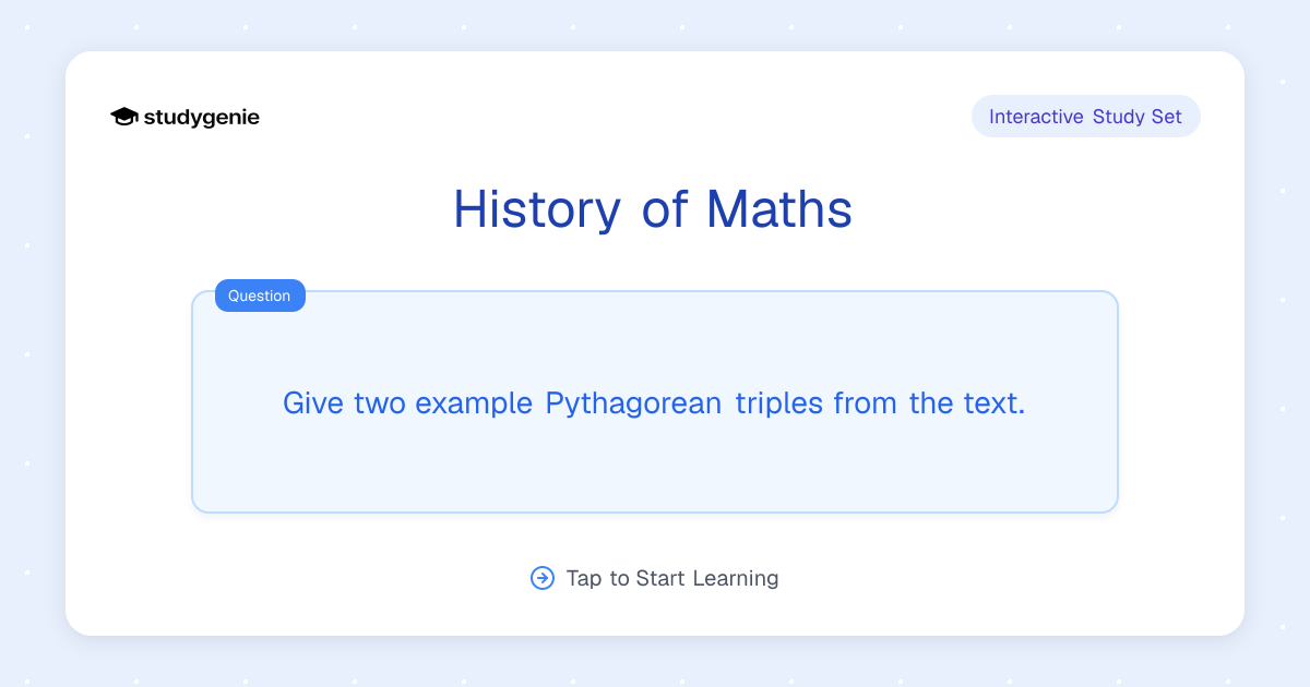 History of Maths Study Set | Studygenie