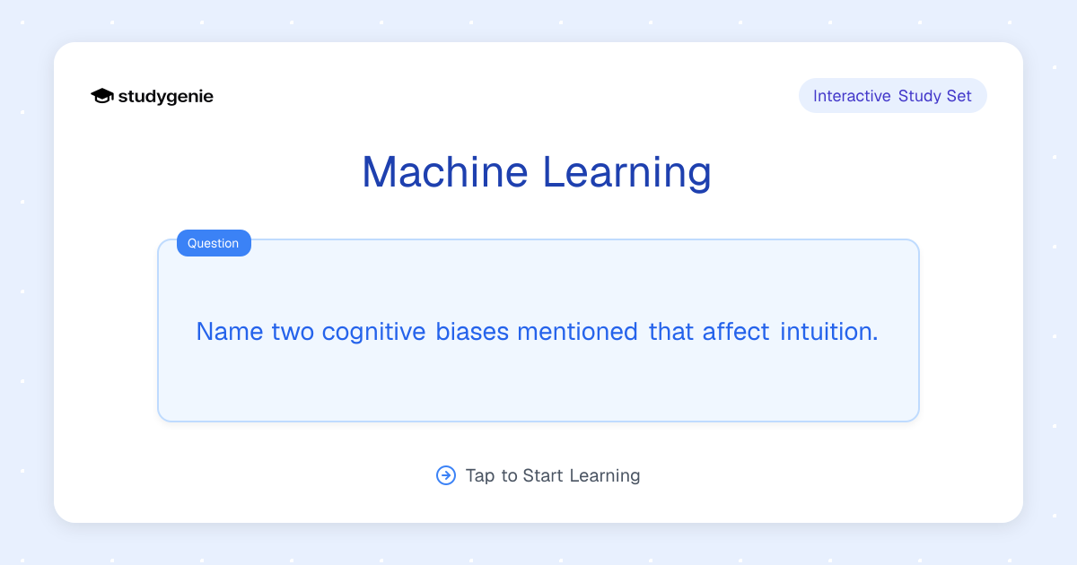 Machine Learning Study Set | Studygenie