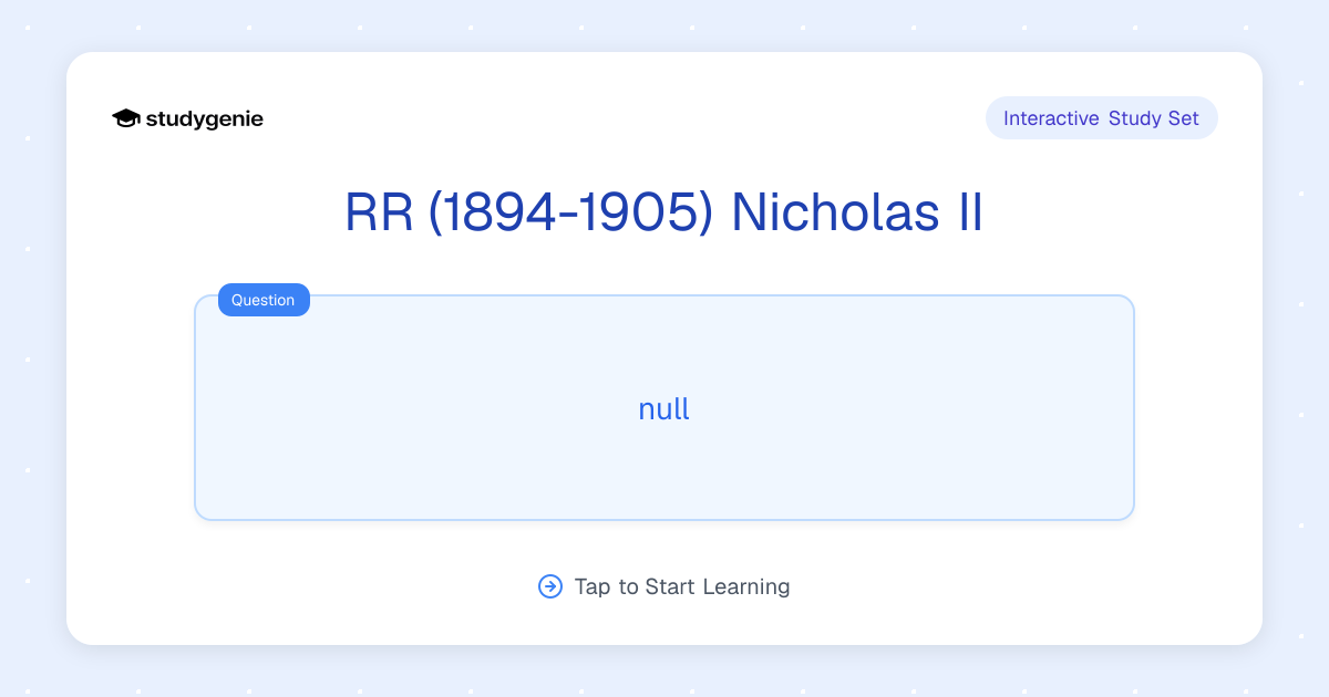 RR (1894-1905) Nicholas II Study Set | Studygenie