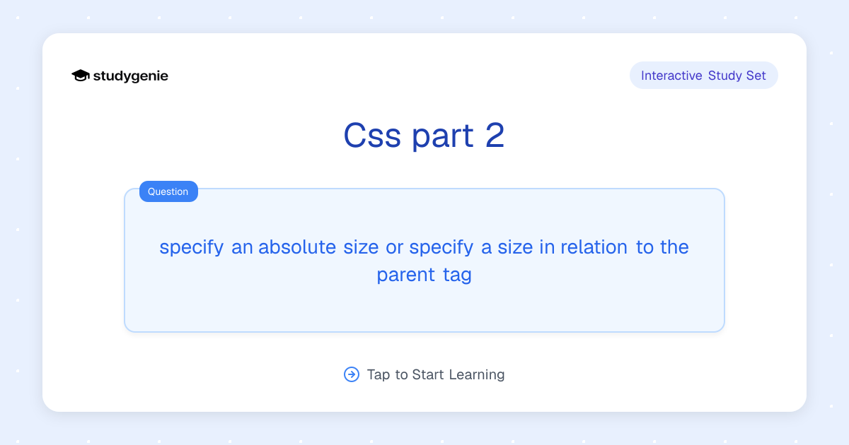 Css part 2 Study Set | Studygenie