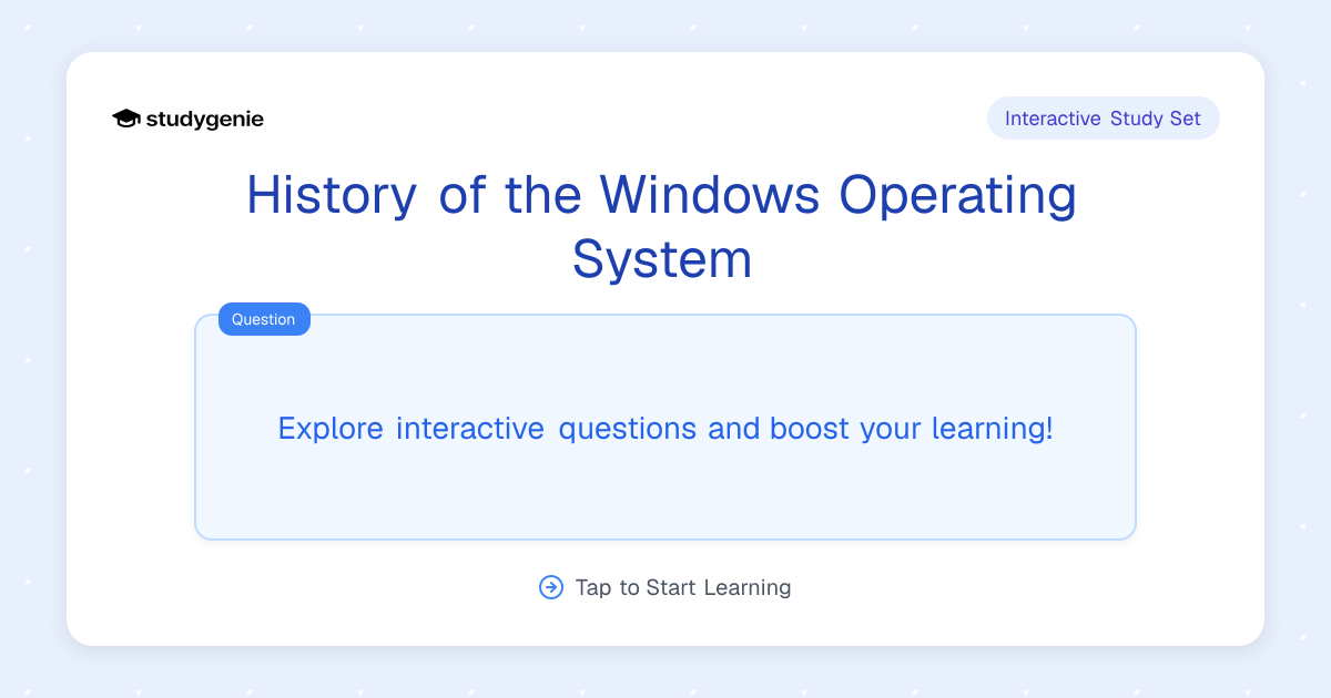 History of the Windows Operating System Study Set | Studygenie
